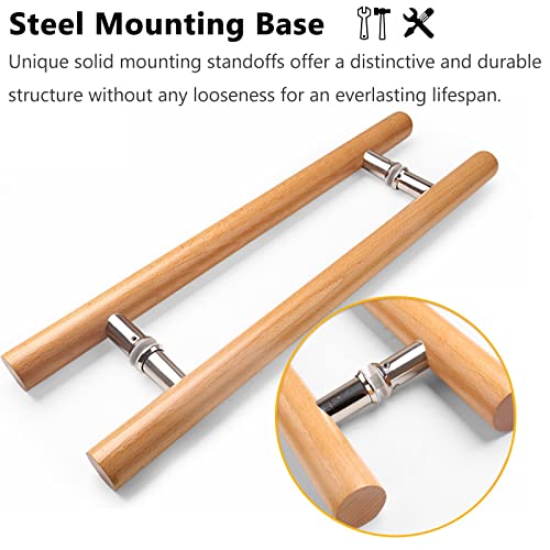 Poignées de porte de grange en bois avec barre push-pull moderne