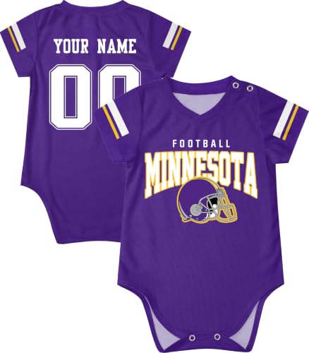 OAOANS Minnesota Baby Clothes Custom Name Number Personalized Baby Jersey 0-24 Months