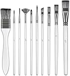 Paint Brush Set, 10 Pcs Artist Paint Brush with Nylon Hair and Wooden Hanle, Brushes for Acrylic Watercolor Gouache Oil, Paintbrushes for Face Nail Art, Rock Painting, Decorations