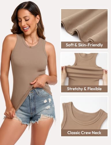 MLYENX 3 Pack Tank Tops for Women Sleeveless High Neck Ribbed Casual Basic Stretchy Fitted Summer Going Out Fashion Clothes — view 4