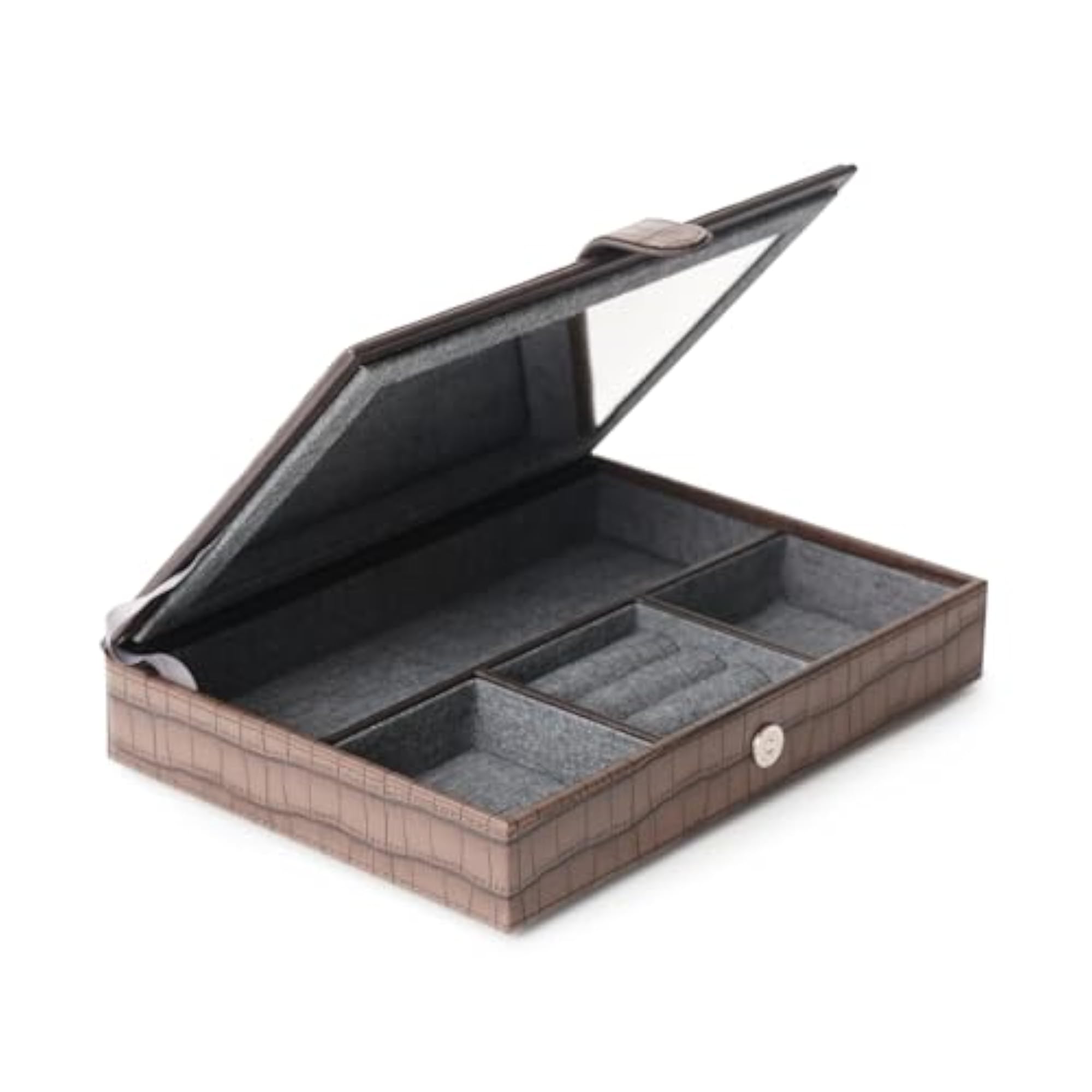 Brown Croco Texture Faux Leather Jewellery Box