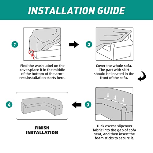 Arfntevss Corner Sectional Couch Covers With Skirt L-Shaped Sofa Slipcovers Set Super Stretch U Shaped Sectional Sofa Cover For Dogs Water Repellent Non-Slip Pet Furniture Protector (Dark Gray) #TOP6