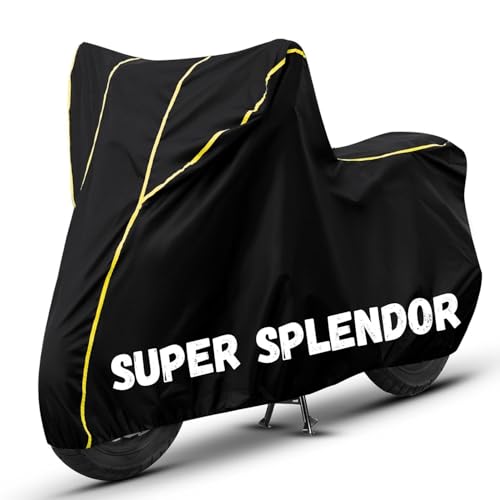 Image of Bike Cover for Super Splendor 100% Waterproof, Dustproof & Scratch Resistant| Fully Bottom Elastic UV Resistant Heavy Duty Body Cover | All Weather Outdoor Use