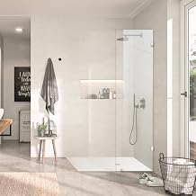 Shower Glass Panel 20.5" W x 78.75" H, Fexed Shower Sreen for Walk-in Bathroom, 5/16"8mm SGCC Clear Tempered Glass Shower Wall Panels, Chrom