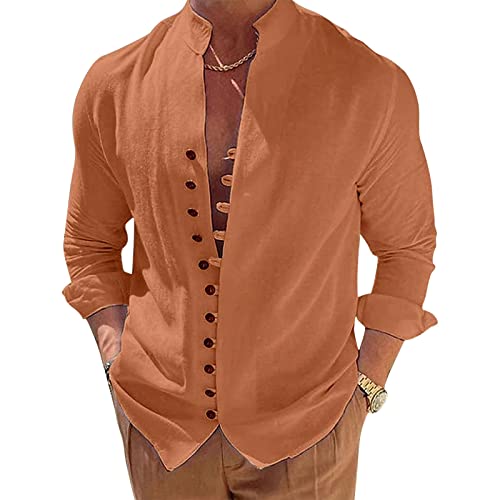NIBESSER Camicia Lino Uomo Manica Lunga Elegante Estiva Casual Coreana
