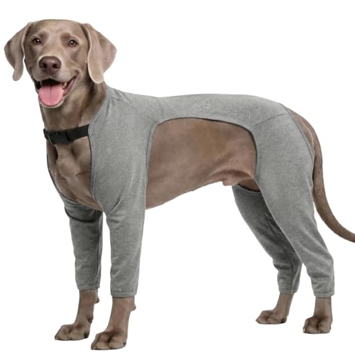 Image of BRKURLEG 4-Leg Dog Recovery Suit, Anti-Licking Surgical Onesie, Grey XXL