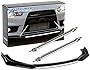 Xotic Tech Front Bumper Lip Chin Spoiler Splitter Diffuser Protector Body Kit with Adjustable 10'-13' Support Splitter Rod Compatible with Honda Accord Civic, Volkswagen MK5 MK6 MK7, Black w/White