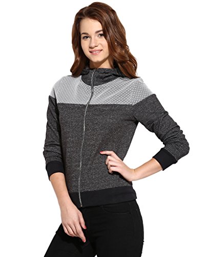 Image of Campus Sutra Women cotton Premium Zipper Hoodie-Grey