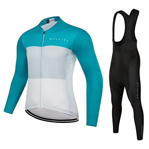 WOLFIRE WF Ropa Ciclismo Hombre Invierno, Traje Ciclismo Hombre Invierno,12D Gel Pad Acolchado, Maillot Ciclismo Hombre Invierno, Equipacion Ciclismo Hombre, Culotte Ciclismo Hombre Largo Invierno