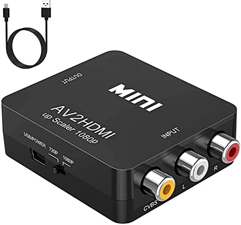 BD&M Av To Hdmi Converter, Rca To Hdmi, 1080P Mini Rca Composite Cvbs Video Audio Converter Adapter Support Pal/Ntsc For Tv/Pc/ Ps3/ Stb/Xbox Vhs/Vcr/Blue-Ray Dvd Players - Black