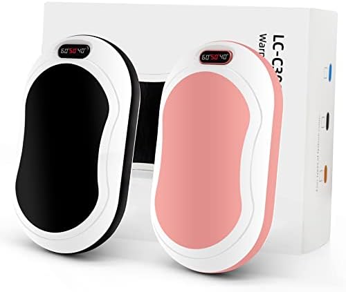 Hand Warmers Rechargeable 2 Packs,10000mAh Electric Handwarmer Power Bank Reusable Portable Hand Warmer Double-Sided Hot Handwarmer Best Gift in Winter for Warm Men Women-（Black+Pink）