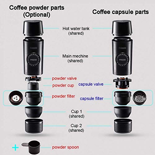 Viinice Café Máquina de café Máquina de café Espresso Cápsulas y compatibles Cafetera de Viaje operado manualmente… - Imagen 7