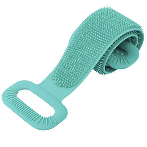 CAREHOOD Long Silicone Back Scrubber - Dual Application Extended Bath Body Brush, Great Shower Scrubber Tool for Cleansing, Exfoliating, SPA & Massage (Green Body Brush)