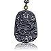 Produktbild Fashion Classic Anhänger an Halskette Chinesischer Stil Glücksanhänger Obsidian/Gold obisdian Drachen-Motiv Edelstein-Anhänger mit passender Obsidian-Kette (schwarz)
