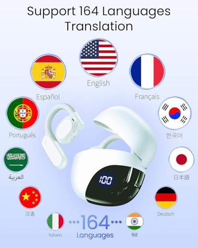 Image of AI Translation Earbuds Real Time 164 Languages 80H Playtime Translator Ear Buds Audifonos Traductores Ingles Espanol Wireless Earphone Bluetooth AI Headphone for Travel Meeting Learning K08 PearlWhite