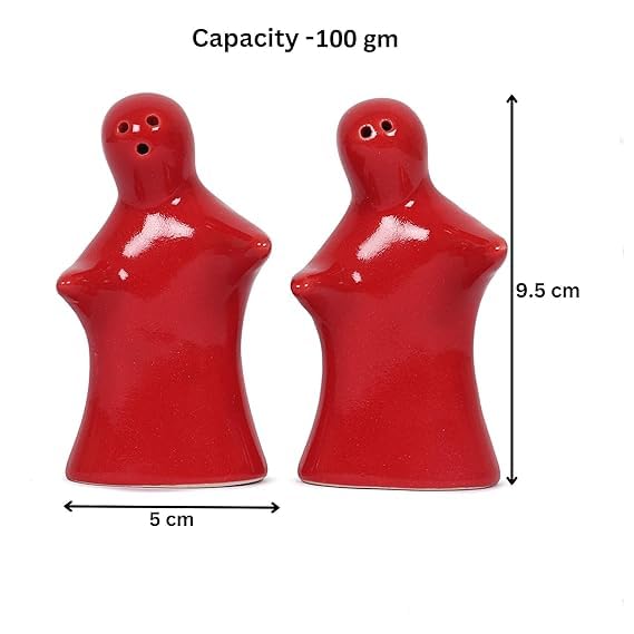 Image of Qimacplus Hug Design Salt and Pepper Shakers Charming Couple Set for Retro Farmhouse Decor, Ideal Kitchen Accessories for Home Decor (Red)