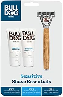 BULLDOG Skincare - Original Shave Essentials Starter Kit for Men (x1 Original Bamboo Razor, x1 Shave Gel 30ml, x1 Moisturiser 30ml)