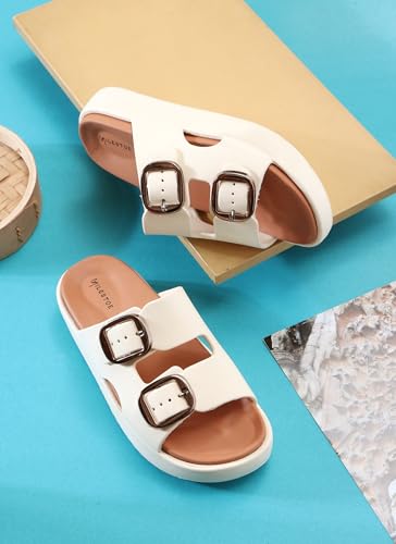 Image of RADIANCE Women Buckle Sandals with Super Soft Insole | Ergonomic Footbed | Lightweight | Skin-Friendly | Cushioned Sole | Trusted by Doctors l Latest, Stylish and Trendy Slip-Ons for Girls and Ladies