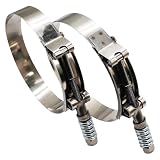 6" Heavy Duty T Bolt Hose Clamp Stainless Steel - Spring Loaded 158mm - 166mm for 6" I.D. Hose with 3mm - 6mm Wall Thickness, Auto-adjusting maintain Constant Tension (158mm - 166mm, 2 Pack)