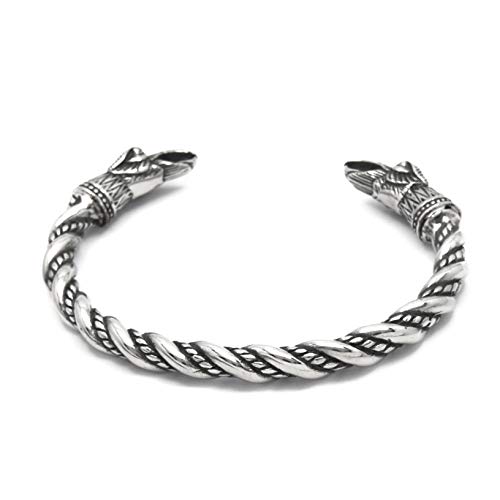 Bavipower Odin Raven Head Twisted Bangle Cuff Stainless Steel Ancient Authentic Scandinavian Accessory #TOP2