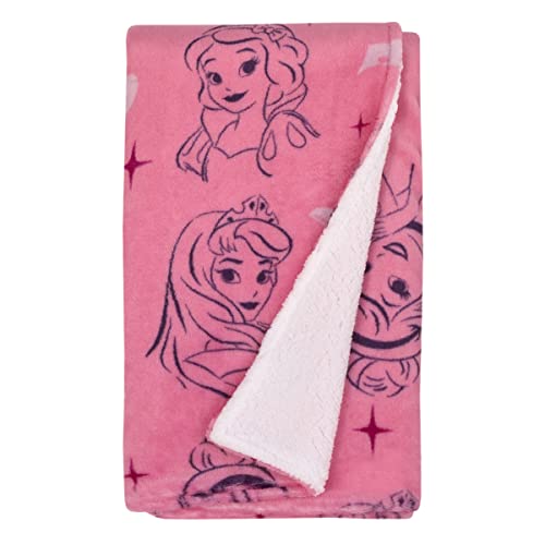 Image of Disney Princess Pink and Purple Tiaras Super Soft Sherpa Baby Blanket