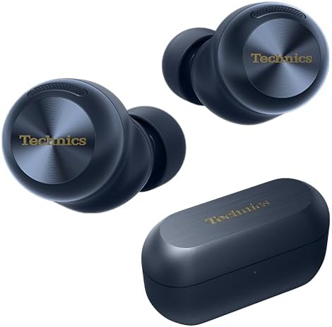Technics Reference Class Hi-Fi Wireless Earbuds,Dolby Atmos with Head Tracking,Adaptive Noise Cancelling,3 Device Multipoint, 10-hr Battery,Wireless Charging,Improved Fit -EAH-AZ100-A (Blue)