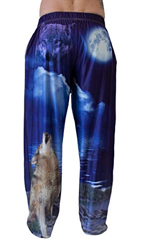 Comfortable Lounge Pajama Pants For Women & Men | Wolf Full Moon Loungewear Bottoms (Xx-Large) Multicolored #TOP2