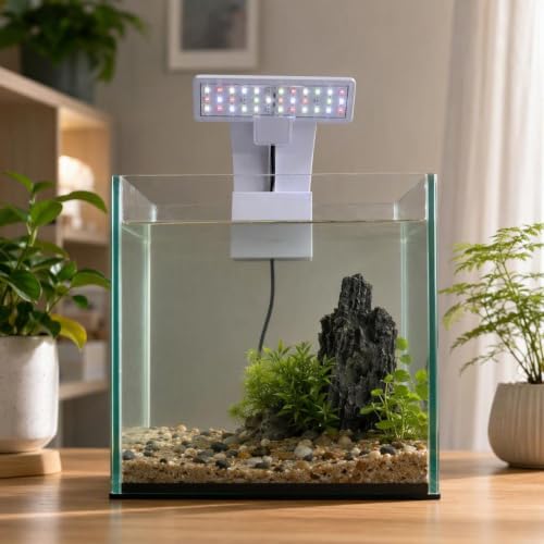 Image of Mini Clip On Fish Tank Light 7W Small Aquarium Light for 1 to 5 Gallon Nano Tanks USB Moving Lamp with White Red Blue Green LED (Adapter NOT Included)
