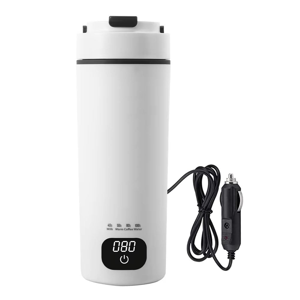 Oshotto (CK-03) 12/24V Car Electric Water Kettle with LCD Digital 4 Variable Presets Auto Shut-off 304 Stainless Steel Leak-Proof For Travel Camping, Road Trip Compatible with Audi Q3(450ml)-image-25
