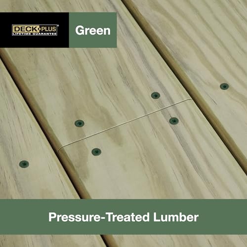 Image of Deck Plus 1-5 /8 Inch Epoxy Coated Exterior Wood and Fence Screws #8 x 1-5 /8 inch Torx /Star Drive Included Coarse Thread, Outdoor Rust Resistant Decking Screw, Green, Keg, 1700 Pieces | 49318