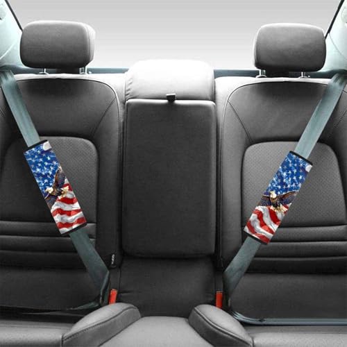 Image of AFPANQZ USA Flag Automotive Seat Belt Covers Pads 2 Piece for Adults Kids Youth Car Accessories Safety Seatbelt Cushion Pillow Universal Fit Backpack Straps Pads