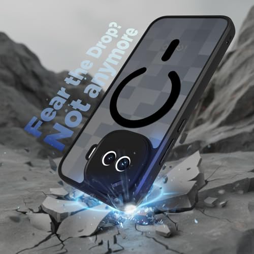 Image of RIGGEAR Shockproof Sleek Hybrid Armor Magnetic Back Cover Case Compatible with MagSafe Accessories for iQOO 15R 5G (Smoke Black Matte PC + Black TPU Bumper)