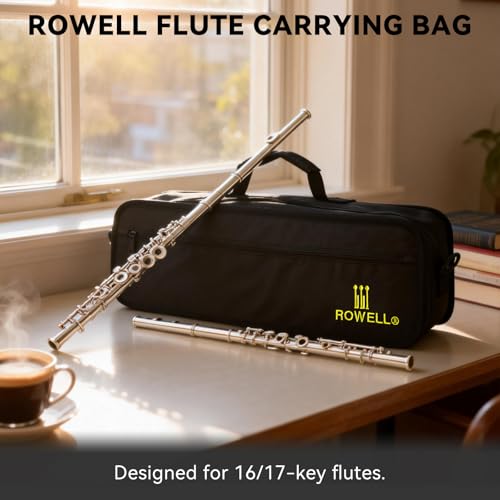 ROWELL Flute Case for 16 & 17 Hole Flutes Structured Gig Bag with 600D Nylon & PVC Frame for Enhanced Protection Ergonomic Handle & Quick-Access Pocket - Thumbnail 7