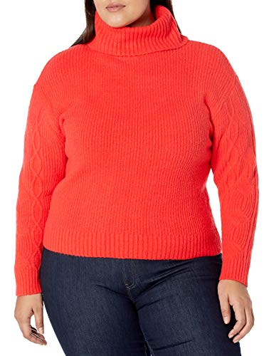 Image of Kendall + Kylie Womens Plus Size Turtle Neck Rib Sweater