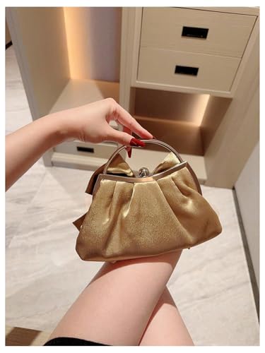 Image of Verdusa Women's Bowknot Evening Bag Ruched Clutch Purse Party Handbag with Chain Strap
