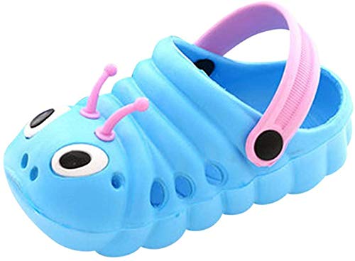 TMEOG Baby Sandals, Boys Girls Sandals Clogs Cute Caterpillar Slip On Lightweight Kid's Beach Slipper (Blue, 2_Years)