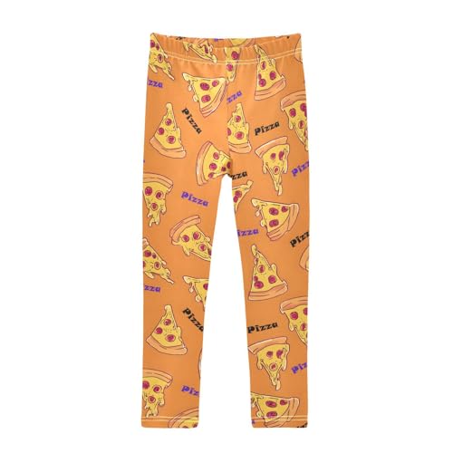Orange Pizza Girls Leggings Soft Stretch Workout Yoga Dance Pants for Kids Casual Tights