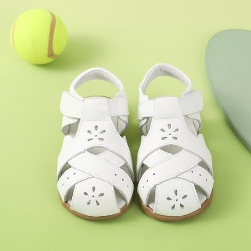 Image of Femizee Toddler Girls Leather Dress Sandals with Adjustable Strap | Toddler /Little Kids, Leather upper, Cushioned footbed, Hook-and-loop, Flexible Sole, Dressy summer occasions, Princess-style