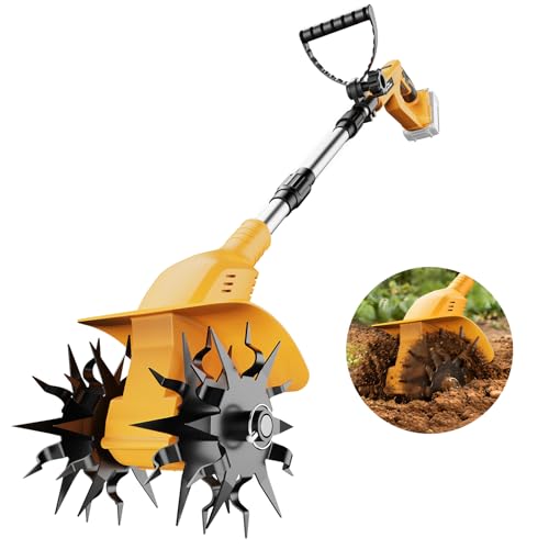 Cordless Tiller Cultivator Compatible with DeWalt 20V Battery(Tool Only No Battery)330 RPM Electric Garden Tiller with 9.3 Width & 6.3 DepthLightweight Soil Cultivator for LawnGarden