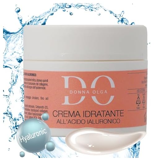Donna Olga Crema Viso Acido Ialuronico Puro 50 Ml | Crema Idratante Viso Anallergica, Antirughe con Acido Ialuronico Viso | Crema Anti Rughe Uomo e Donna