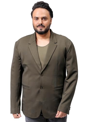 Image of Hardsoda by The Indian Garage Co Men Plus Size Comfort Fit Solid Single Breasted Knitted Blazer