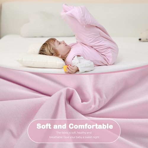 Image of Mosebears Unisex Rayon Made from Bamboo Sleep Sack with 2-Way Zipper,2.5 Tog Baby Winter Sleep Sack (Blush,0-6 Months)