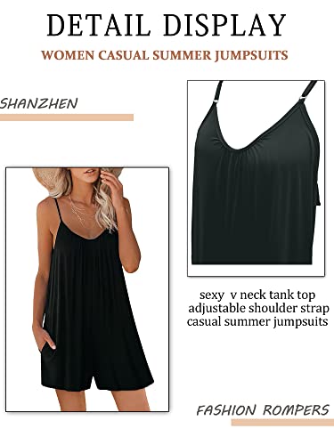 Shanzhen Womens Rompers For Summer Casual Loose Sleeveless Tank Top Romper Short Jumpsuits Blue Xxl #TOP4
