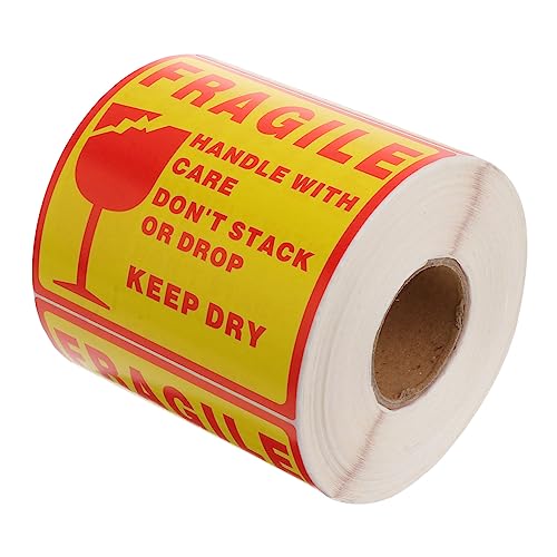 VILLCASE 500 Pack Red Yellow Fragile Shipping Stickers Handle Care Labels Packing Warning Decals for Safe