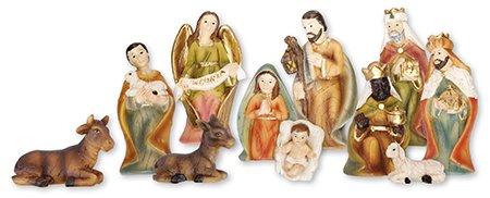 Loving Jesus Christmas NATIVITY SET/HOLY FAMILY Gloria Angel 11 Figures 2 3/4 Resin