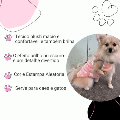 Roupa Pijama Pet Cachorro Gato Animal de Estimação Quentinha Brilha no Escuro Com Touca Confortavel