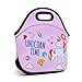 Violet Mist Unicorn Pink Neoprene Lunch Bag Cute Insulated Reusable Lunch Box Thermal Lunch Bags Tote Waterproof Thick Lunch Handbag with Zipper Thanksgiving Christmas Gifts Work Picnic