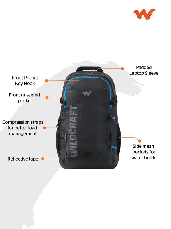 Image of Wildcraft Techpack 30 Casual Backpack for Mens & Womens | Unisex Hiking Backpack (31.5 liter,Black)