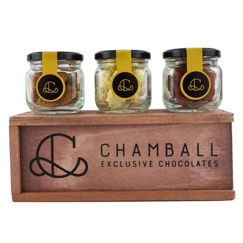 CHAMBALL 15 Trufas de Chocolate con: Pistacho, Chili, Cookies y Nuez Moscada Ideal para Disfrutar y Regalar - Caja de Chocolates Belgas Artesanos -Surtido de Bombones Premium de Origen Belga