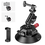 NEEWER 4.5"" Suction Cup Camera Mount with Ball Head Magic Arm, 1/4"" 3/8"" ARRI Holes, Quick Release Car Mount with Holder & Action Cam Adapter Compatible with DJI Insta360, CA105
